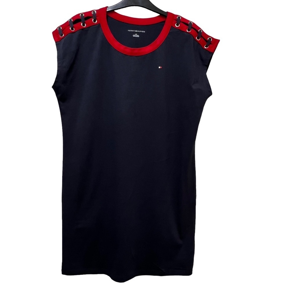 Tommy Hilfiger Women's Laced Shoulder T-Shirt Dress